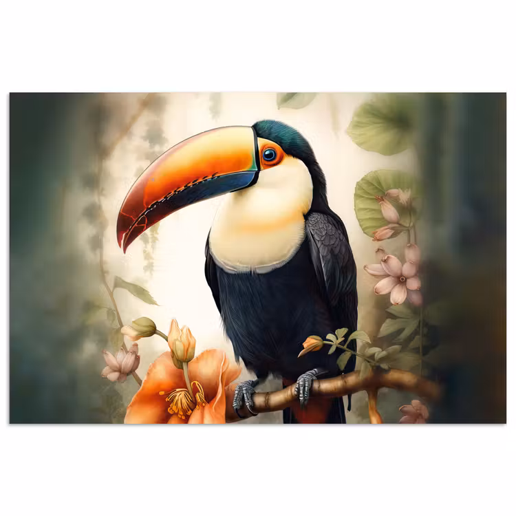Poster - Toekan - Vogel - Bloemen - Planten — 1
