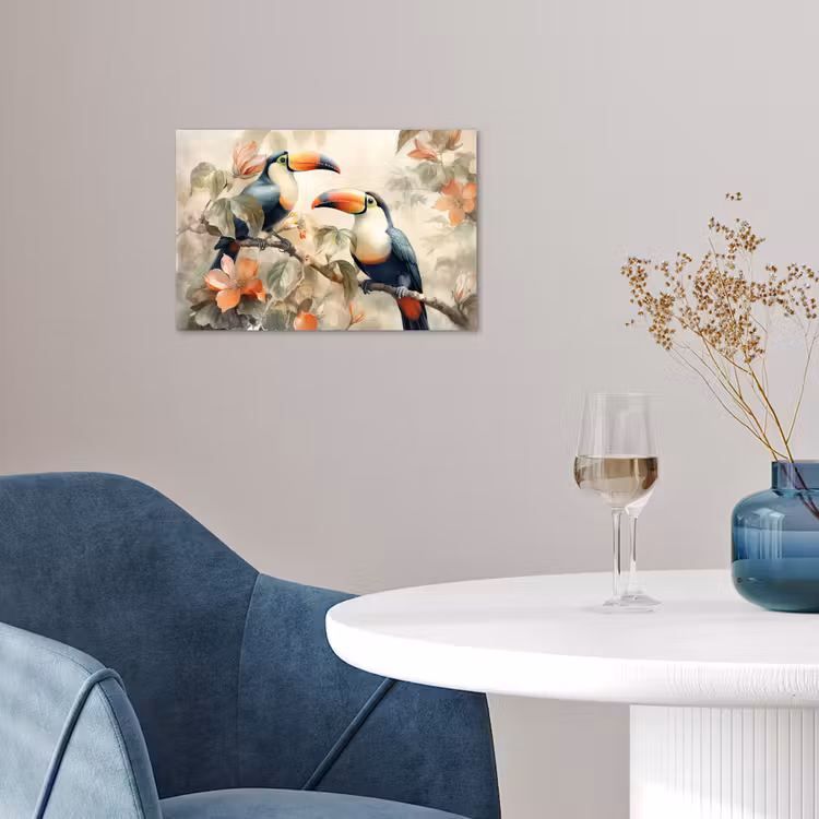 Poster - Toekan - Vogels - Bloemen - Tak — 4