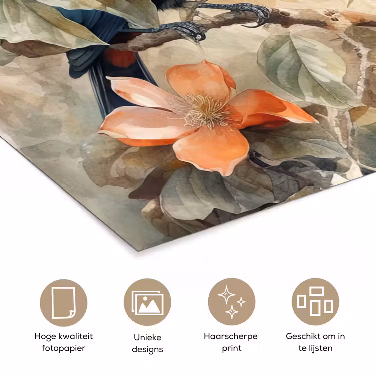 Poster - Toekan - Vogels - Bloemen - Tak — 5