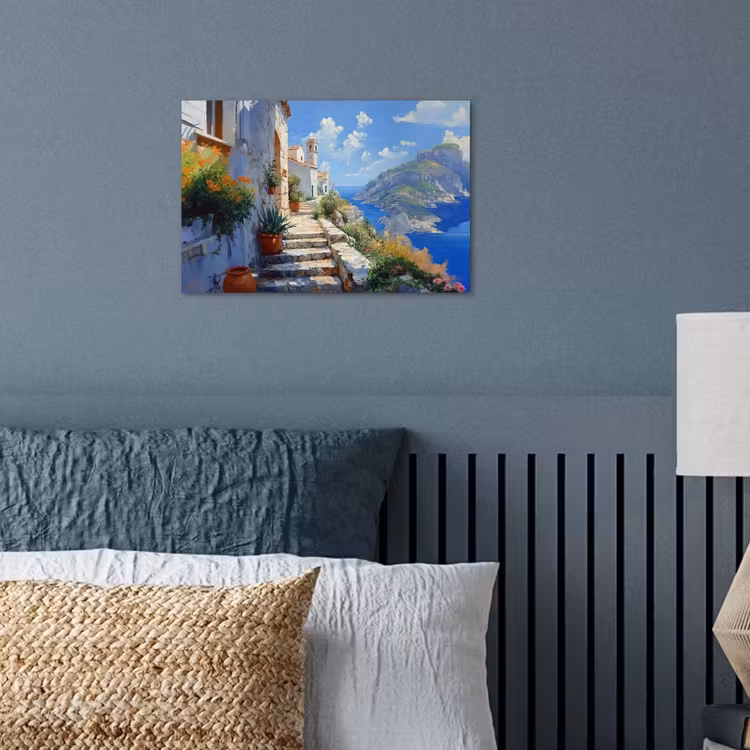 Poster - Trap - Huizen - Berglandschap - Zee — 3