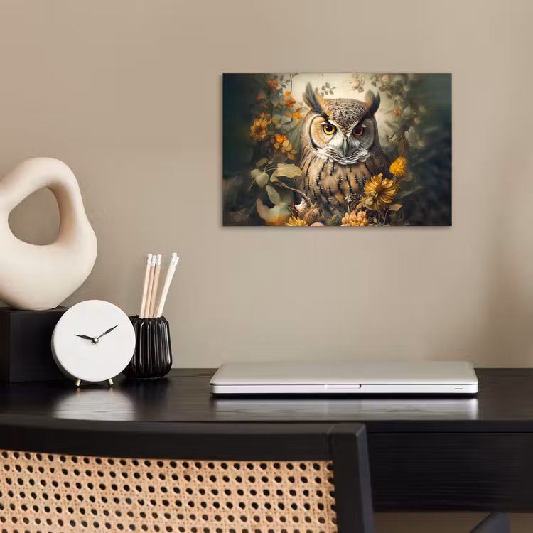 Poster - Uil - Vogels - Bloemen - Natuur — 2