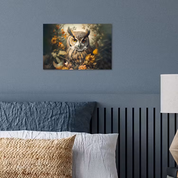 Poster - Uil - Vogels - Bloemen - Natuur — 3