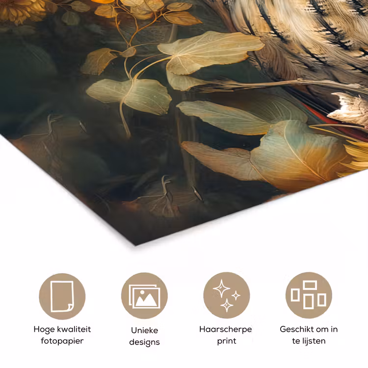 Poster - Uil - Vogels - Bloemen - Natuur — 5