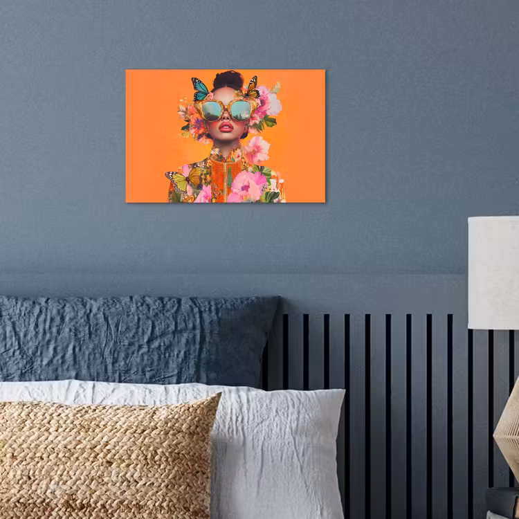 Poster - Vlinders - Vrouw - Zonnebril - Kleurrijk — 3