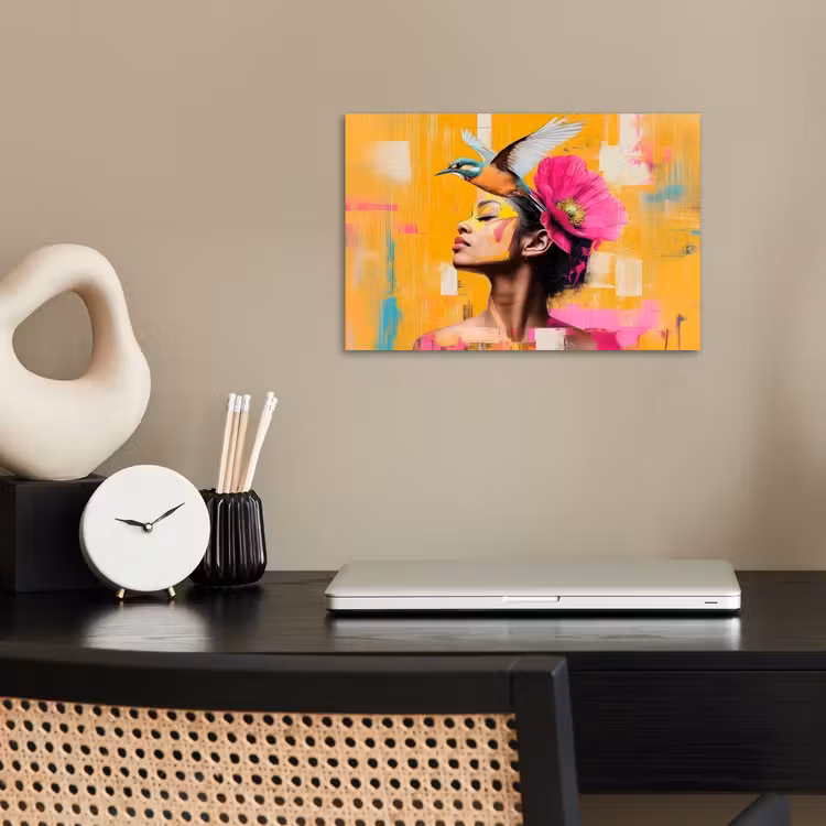 Poster - Vogel - Vrouw - Abstract - Bloem — 2