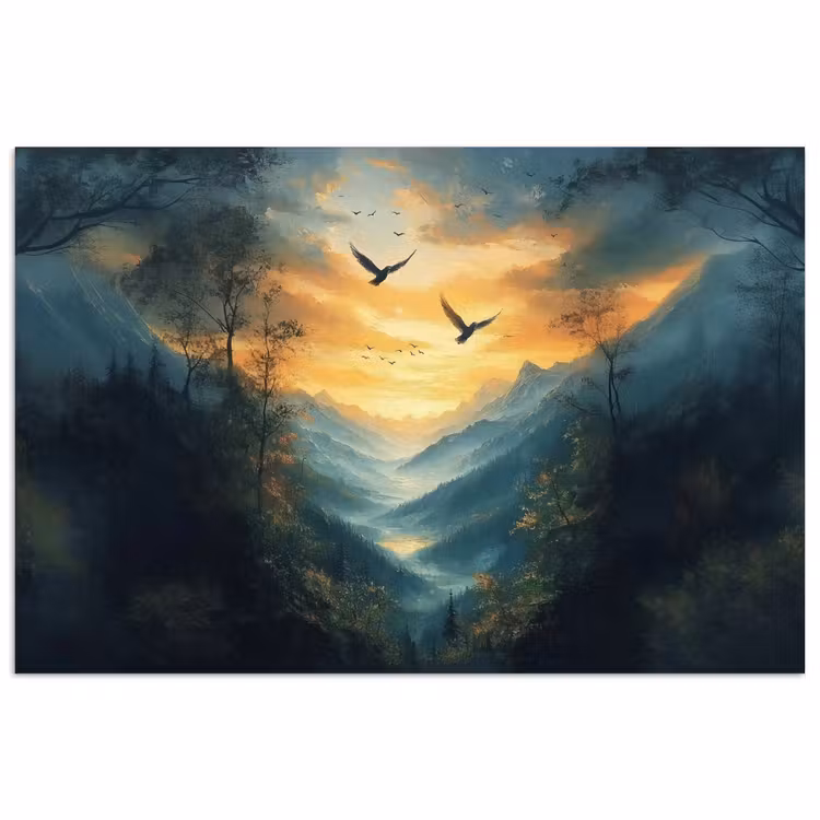 Poster - Vogels - Zon - Bomen - Groen — 1