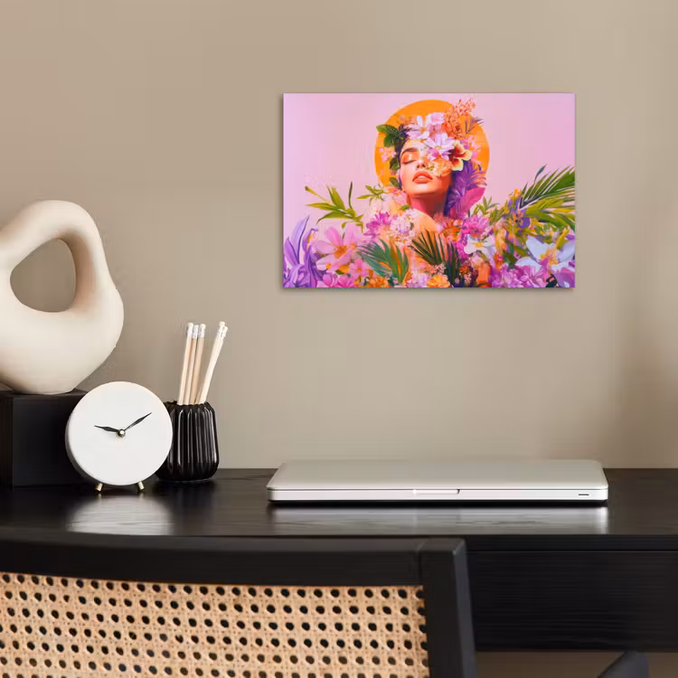 Poster - Vrouw - Abstract - Cirkel - Bloemen — 2