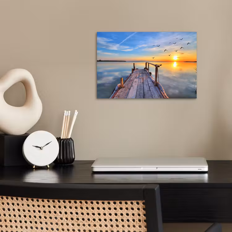 Poster - Water - Steiger - Vogels - Zonsondergang - Horizon — 2