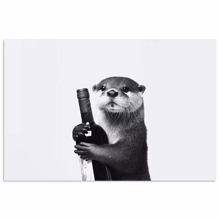Poster - Wijnfles - Otter - Zwart — 1