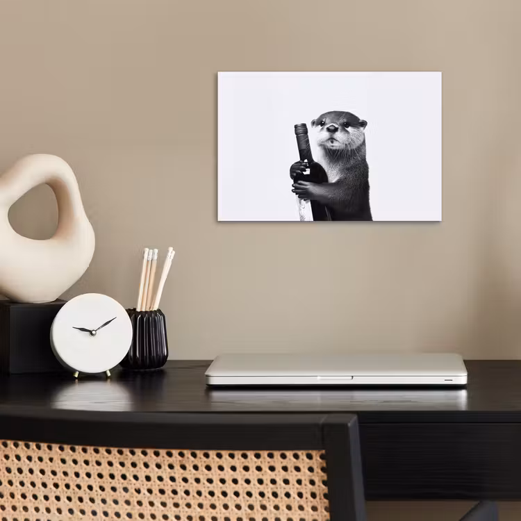 Poster - Wijnfles - Otter - Zwart — 2