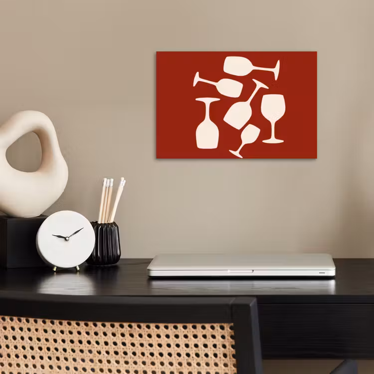 Poster - Wijnglazen - Silhouetten - Wit — 2