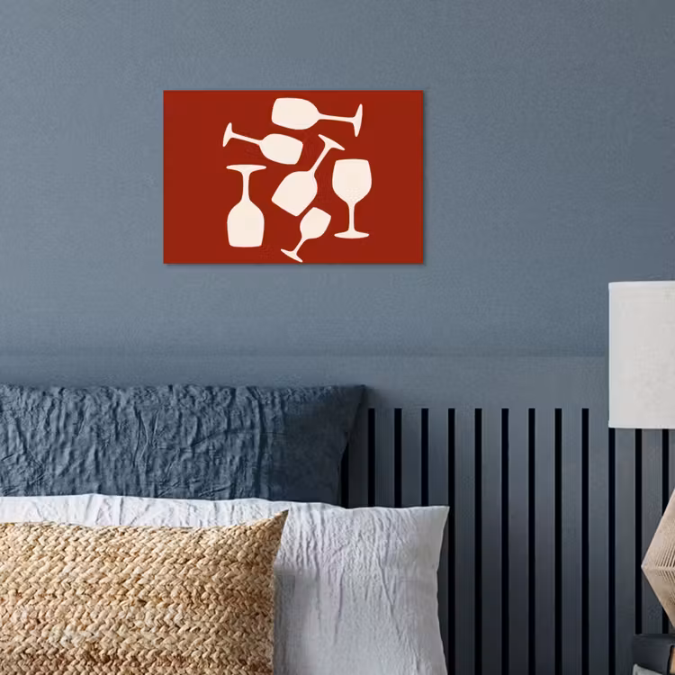 Poster - Wijnglazen - Silhouetten - Wit — 3