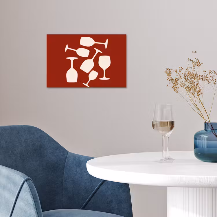 Poster - Wijnglazen - Silhouetten - Wit — 4