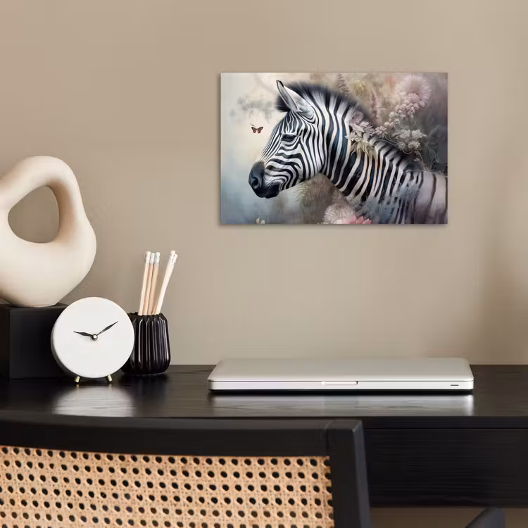 Poster - Zebra - Wilde dieren - Vlinder - Bloemen — 2