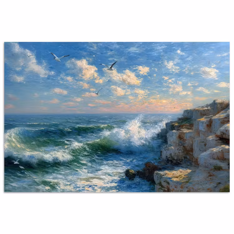 Poster - Zee - Golven - Rotsen - Meeuwen — 1