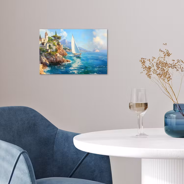 Poster - Zeilboot - Rotsen - Kust - Huizen — 4