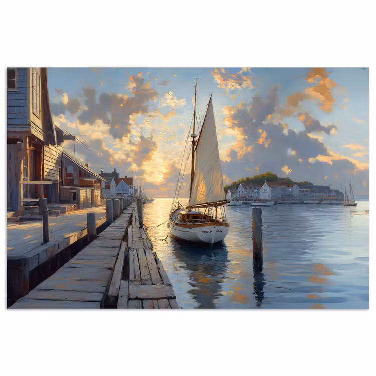 Poster - Zeilboot - Zon - Pier - Hout — 1