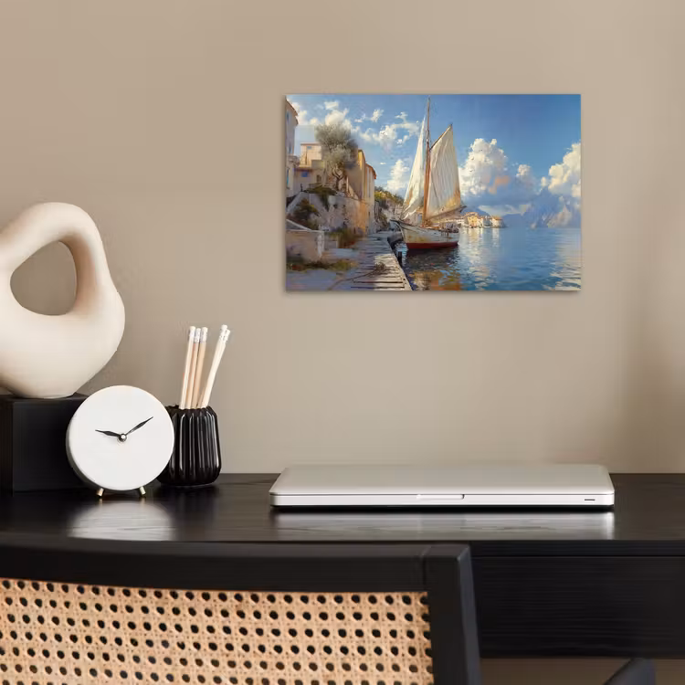 Poster - Zeilschip - Huizen - Kade - Zee — 2