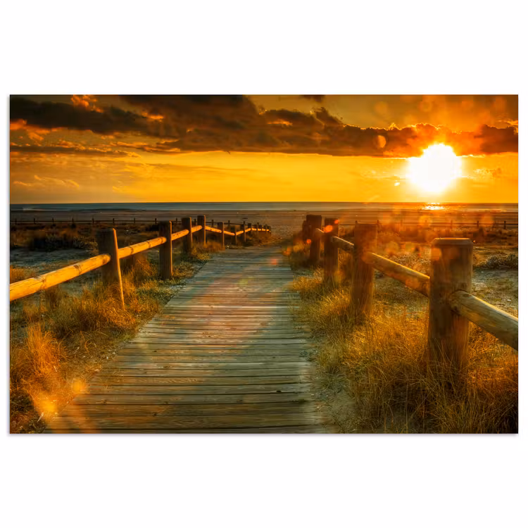 Poster - Zon - Strand - Duin - Horizon - Gras - Pad - Oranje — 1