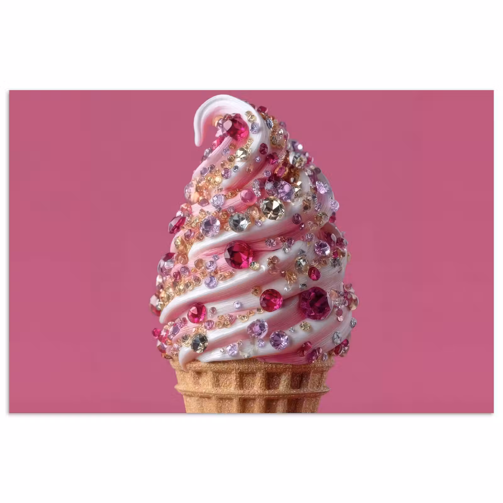 Poster - Softijs - Edelstenen - Roze - Hoorntje — 1