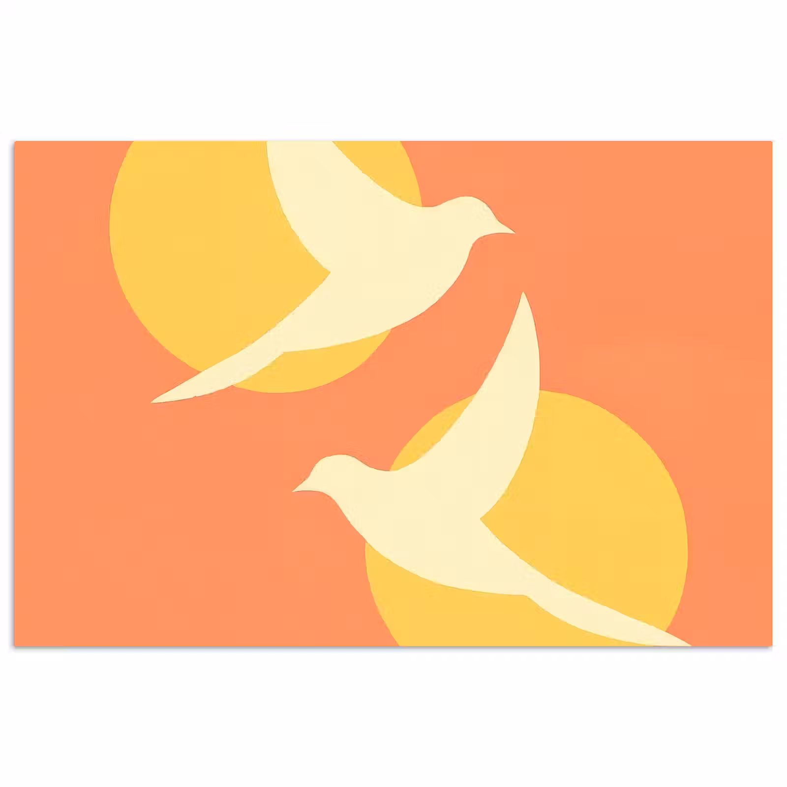 Poster - Vogels - Cirkels - Geel — 1