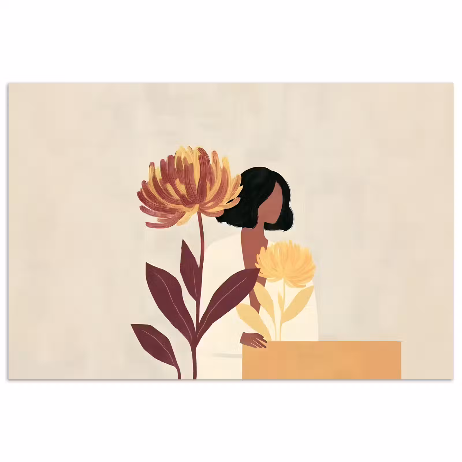 Poster - Vrouw - Minimalistisch - Bloem — 1