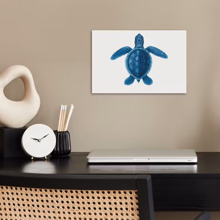 Poster - Schildpad - Blauw - Schild — 2