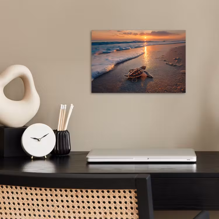 Poster - Schildpad - strand - Zonsondergang — 2