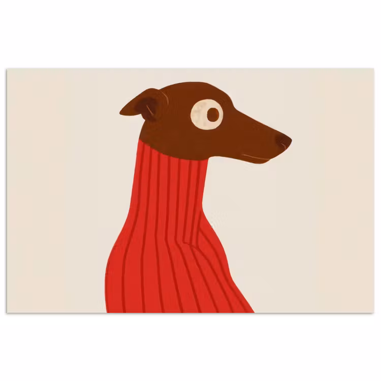 Poster - Silhouet - Hond - Trui - Rood — 1