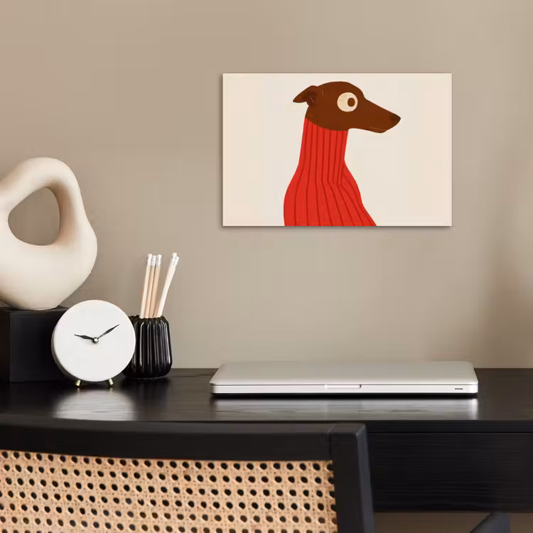 Poster - Silhouet - Hond - Trui - Rood — 2