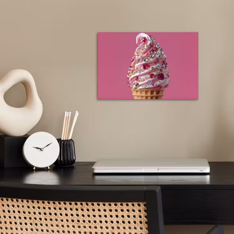 Poster - Softijs - Edelstenen - Roze - Hoorntje — 2