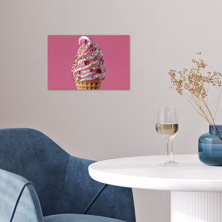 Poster - Softijs - Edelstenen - Roze - Hoorntje — 4
