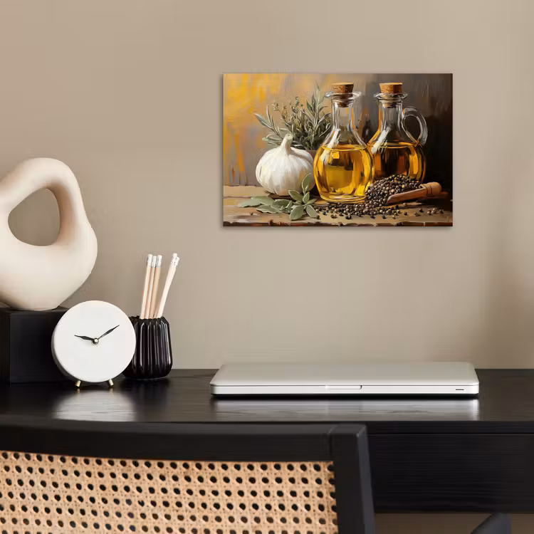 Poster - Stilleven - Olijfolie - Knoflook - Kruiden — 2
