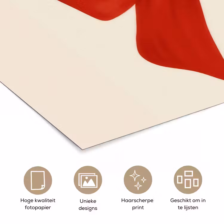 Poster - Strik - Symmetrisch - Rood - Lint — 5