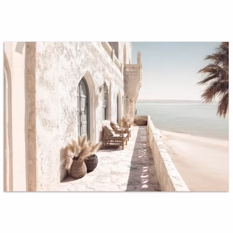 Poster - Terras - Stoelen - Strand - Beige — 1