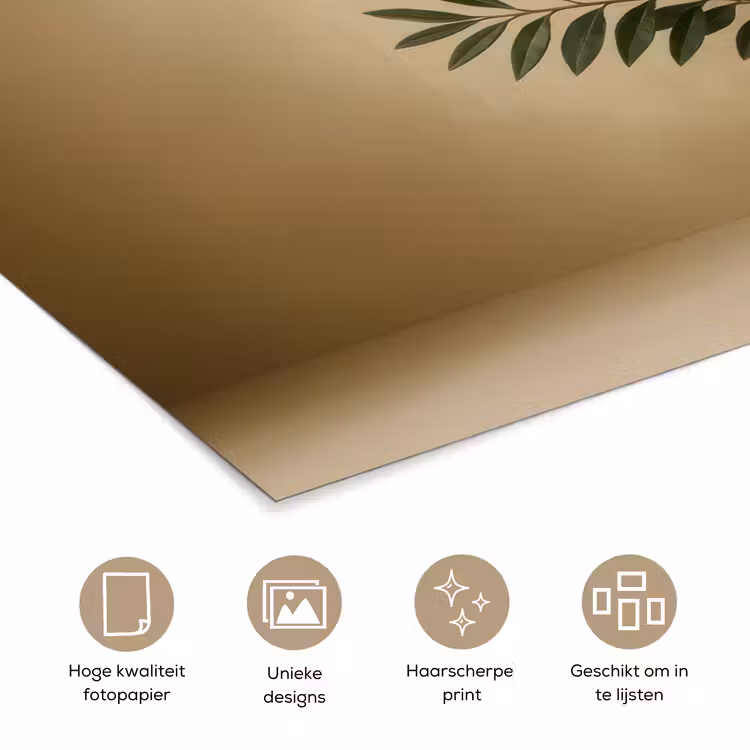 Poster - Vaas - Olijftakken - Bladeren - Beige — 5