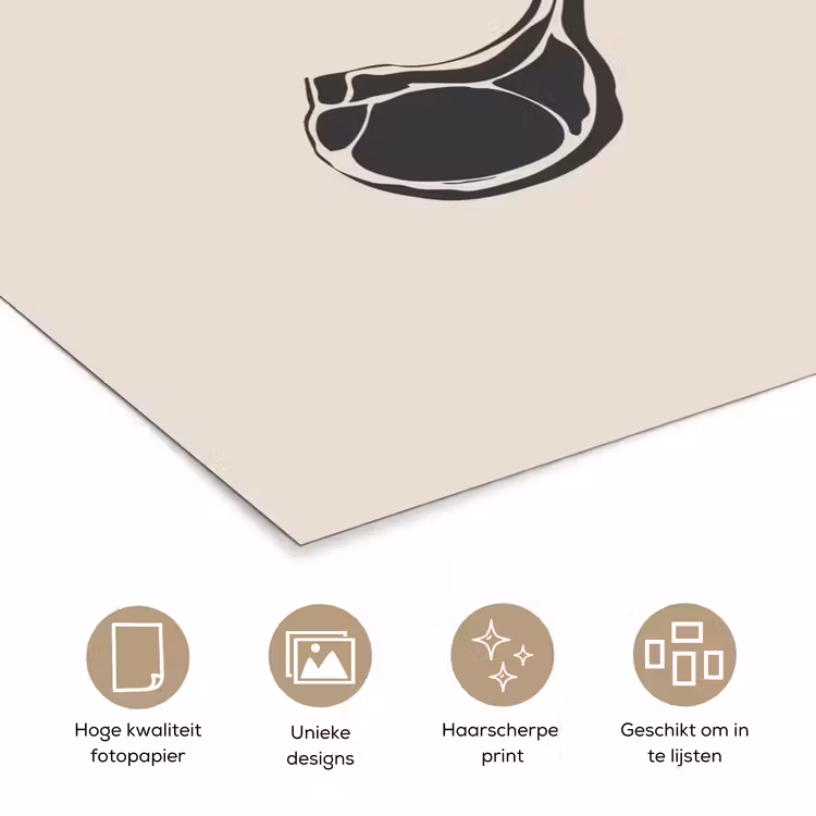 Poster - Vlees - Minimalistisch - Beige - Quote — 5