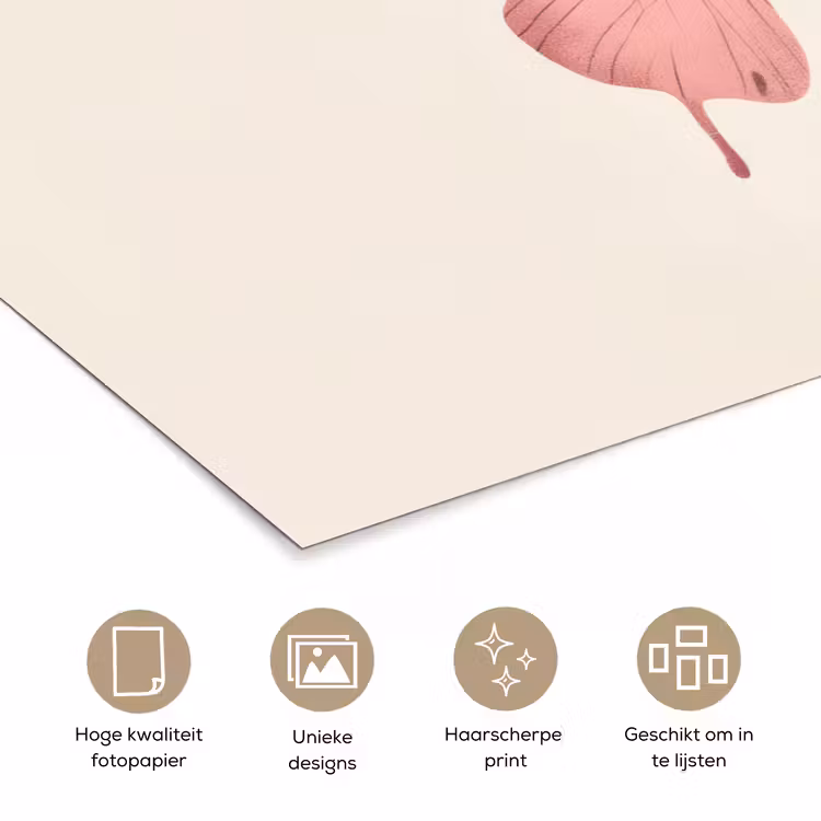 Poster - Vlinder - Illustratie - Roze — 5