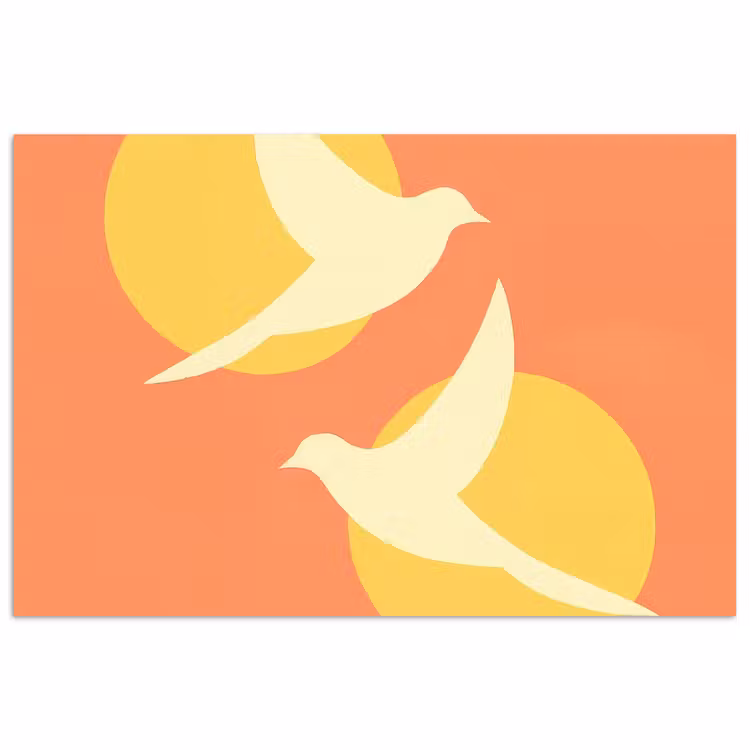 Poster - Vogels - Cirkels - Geel — 1