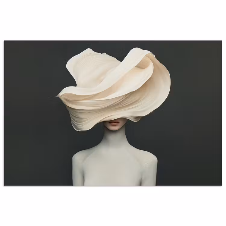 Poster - Vrouw - Beige - hoed — 1