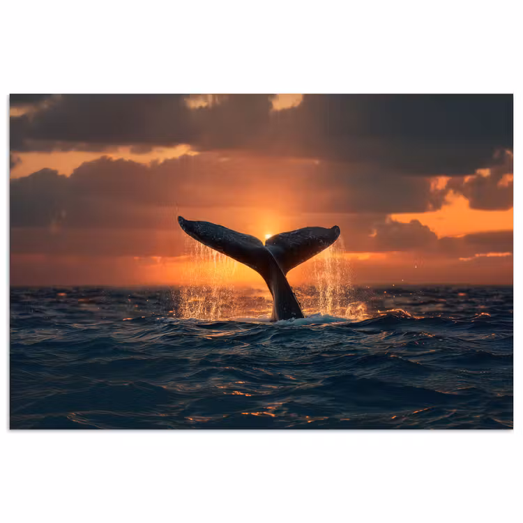 Poster - Walvis staart - Water - Zonsondergang — 1
