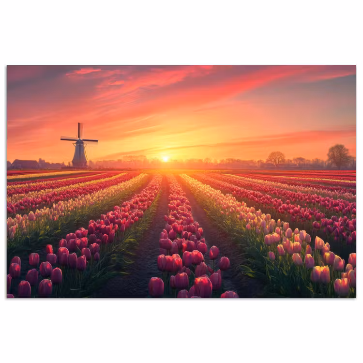 Poster - Windmolen - Zonsondergang - Landschap — 1