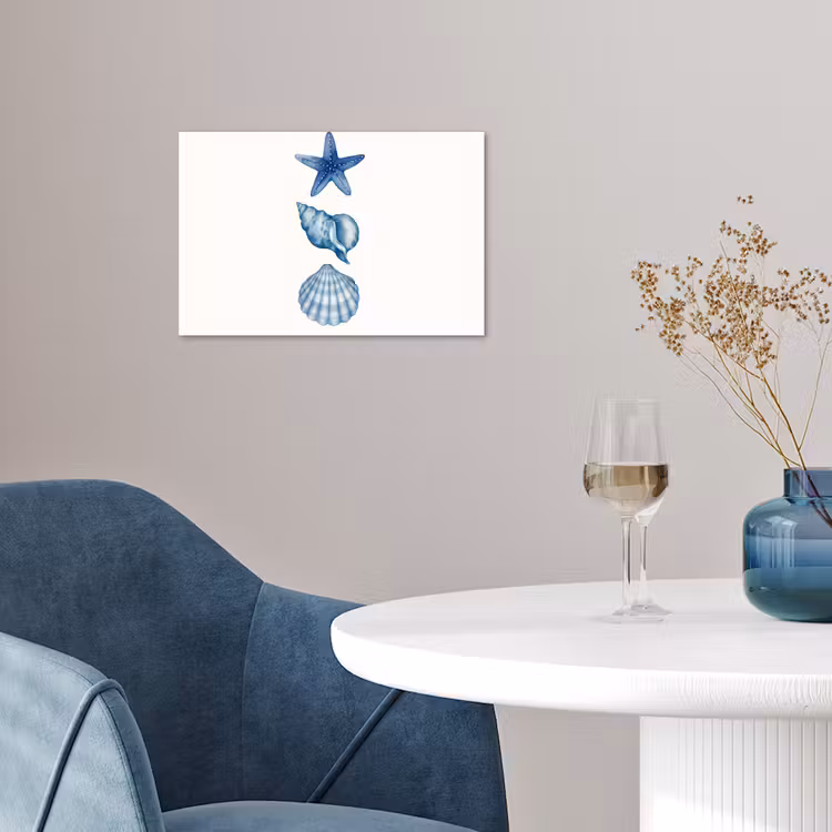 Poster - Zeester - Schelpen - Blauw — 4