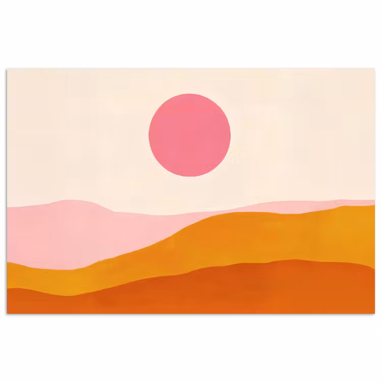 Poster - Zon - Heuvels - Abstract - Roze — 1