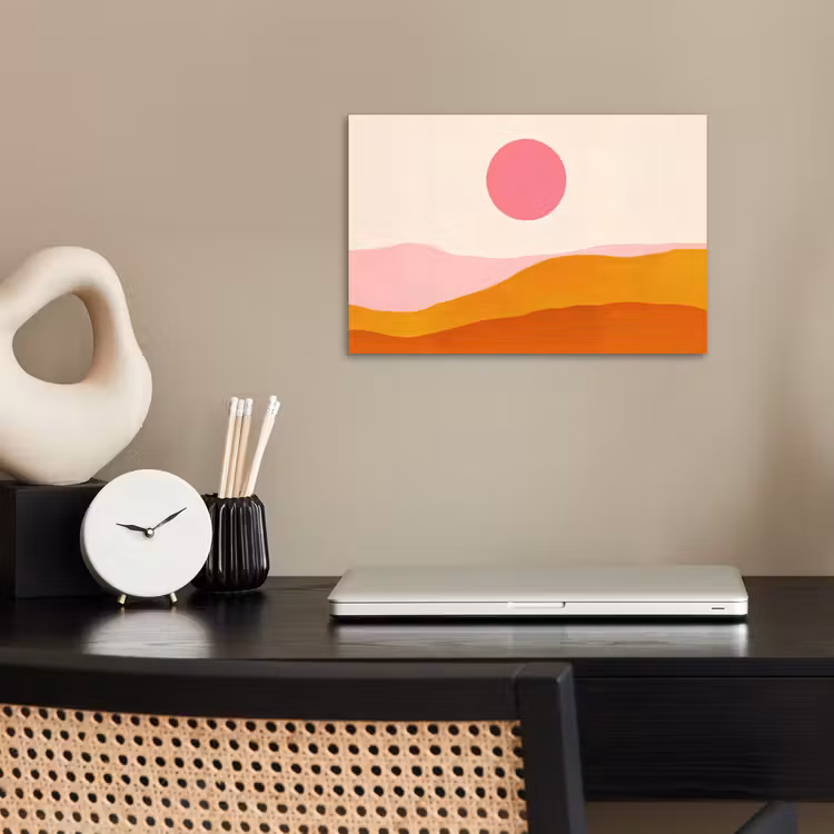 Poster - Zon - Heuvels - Abstract - Roze — 2