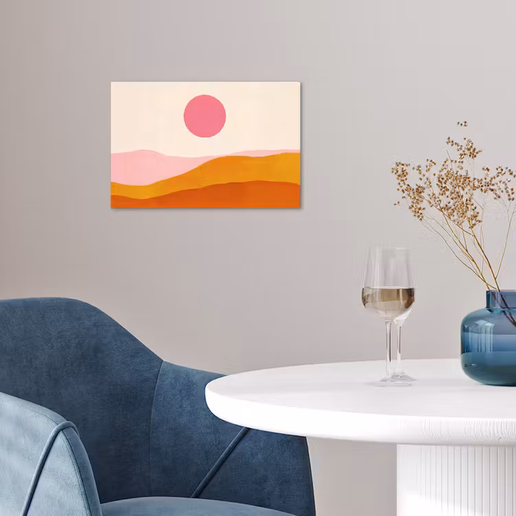 Poster - Zon - Heuvels - Abstract - Roze — 4