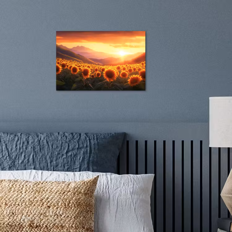 Poster - Zonnebloemen - Zonsondergang - Landschap — 3