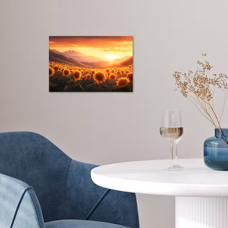 Poster - Zonnebloemen - Zonsondergang - Landschap — 4