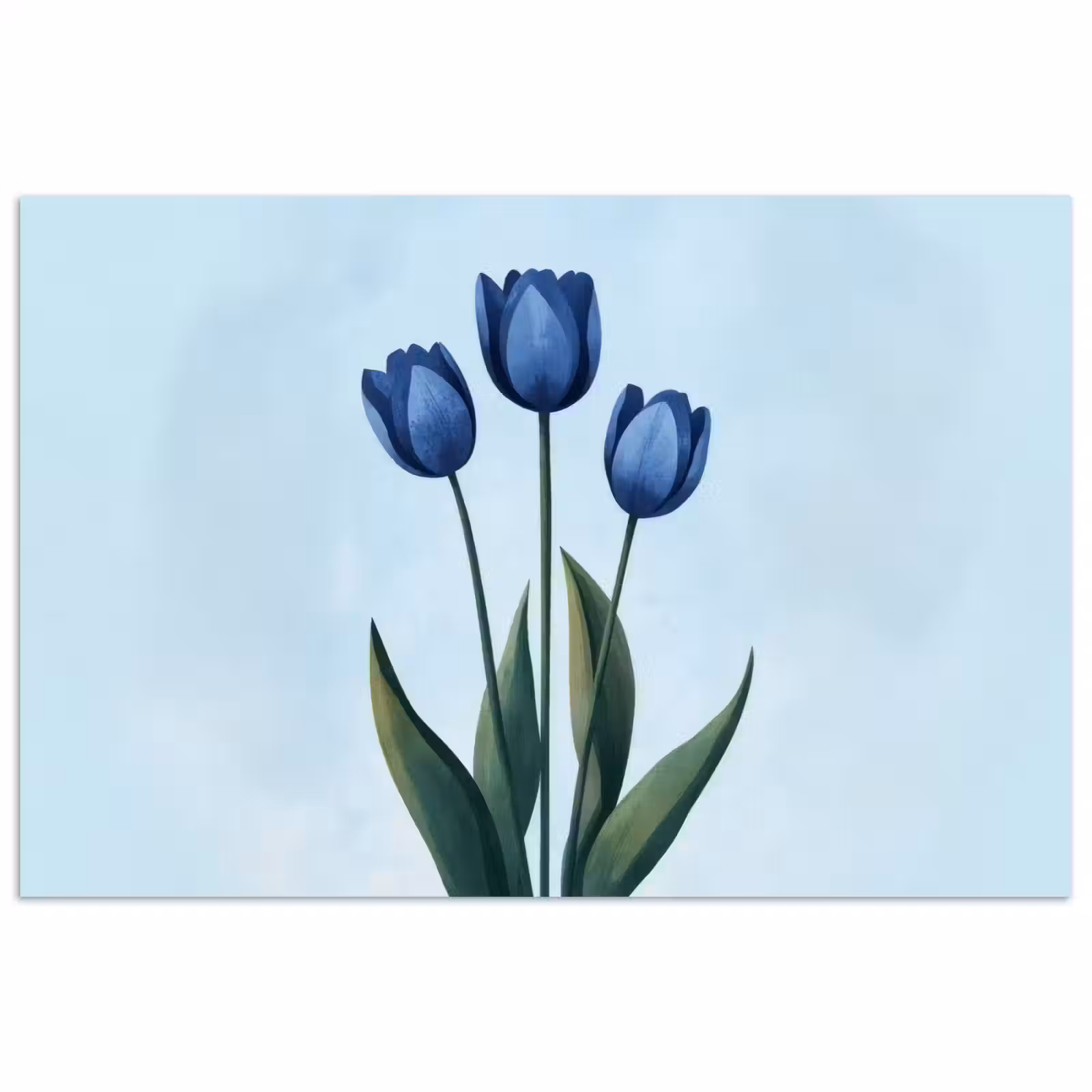 Poster - Tulpen - Blauw - Bladeren — 1