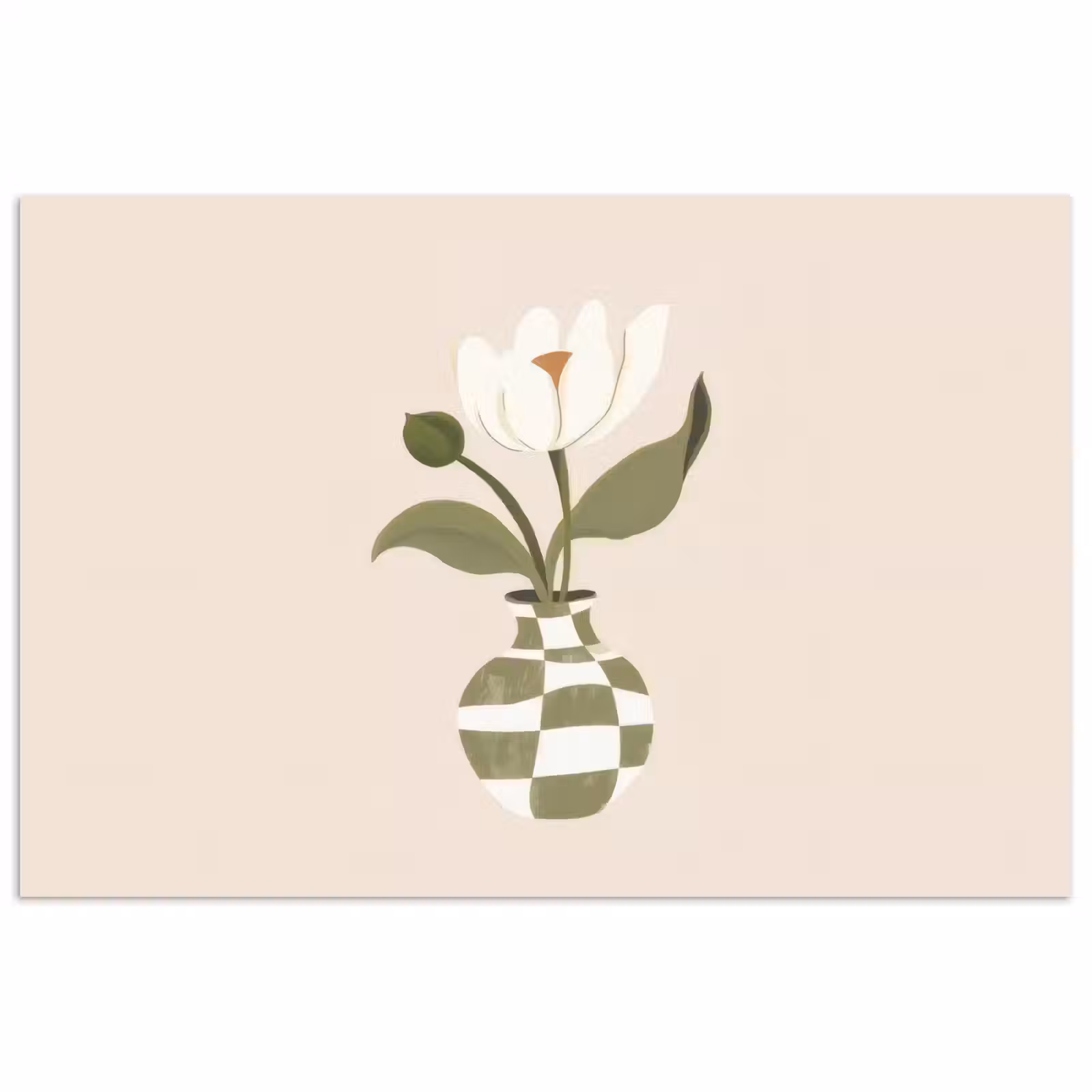Poster - Vaas - Geruit - Bloem - Groen — 1
